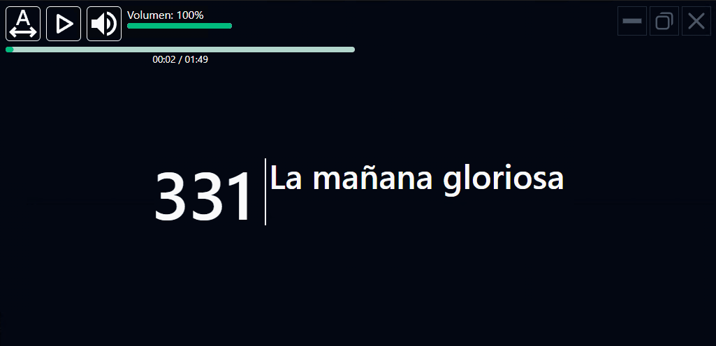 Controles de reproducción del Himnario Adventista